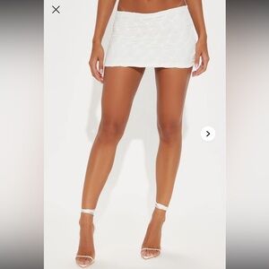 Fashion Nova White Textured Mini Skirt